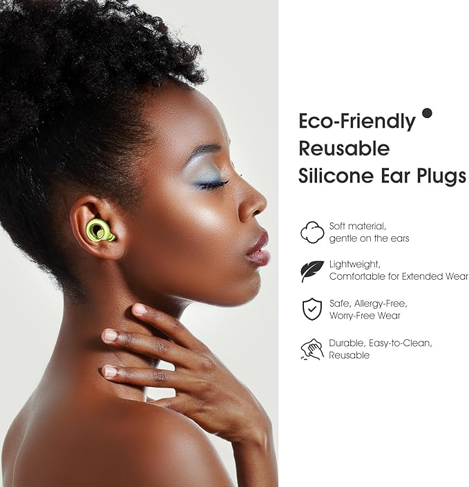 Ear Plugs for Sleeping Noise Cancelling, Soft Ear Plugs for Sleeping, 45dB Reusable for Noise Reduction with 8 Ear Tips, Silicone Hearing Protection Earplugs for Concert, Work(Lemon Lime)