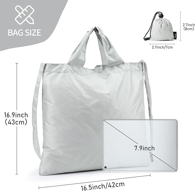 KALIDI Compact Tote Shopping bag Lightweight Foldable Tiny Reusable Grocery Shoulder Bag Crossbody