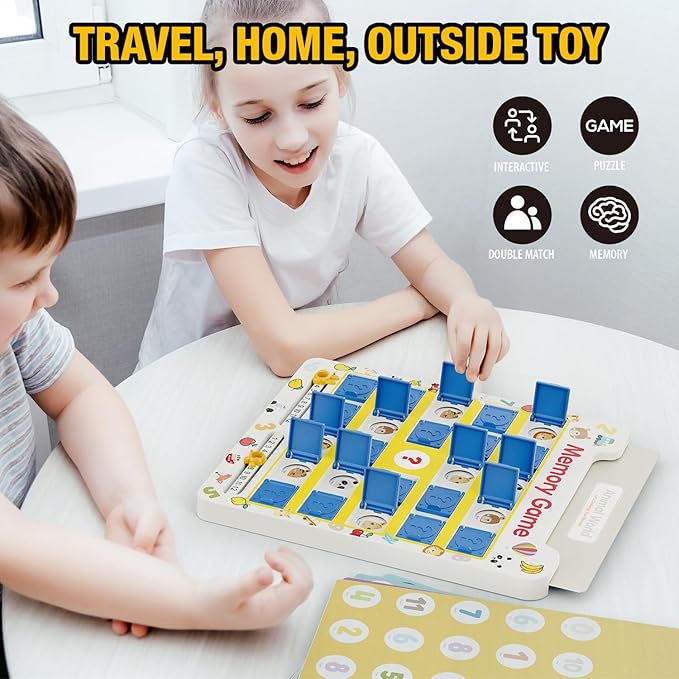 Matching Memory Game for Kids Age 3 4 5 6 7 8 Year Old, Travel Toy for Boys Girls, Board Games for 4-6, Road Trip Essentials for Toddler, Airplane/ Car/ Camping Activity,Christmas Birthday Gifts