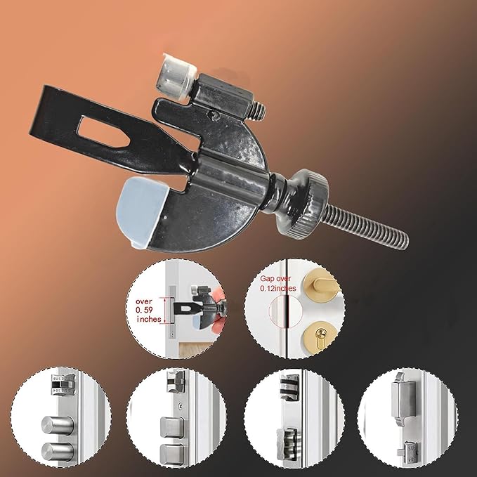 2 PCS Heavy-Duty Portable Door Lock Adjustable Stainless Steel Door Security Locks for Enhanced Safety,Ideal for Travel Home Dorm Hotels Apartments,Easy Install with Silicone Protector Caps (Black)