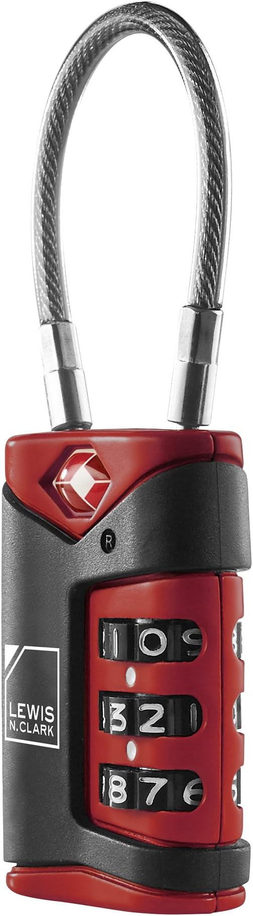 Lewis N. Clark TSA-Approved Easy-to-Set Combination Luggage Lock With Steel Cable, Red, One Size