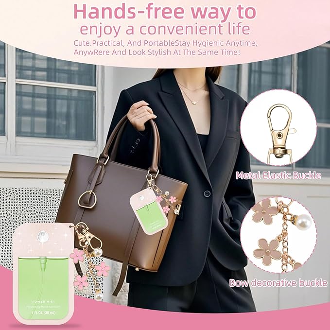 Silicone Case Compatible with Touchland Hand Sanitizer Spray Mist 1 oz with Flower keychain