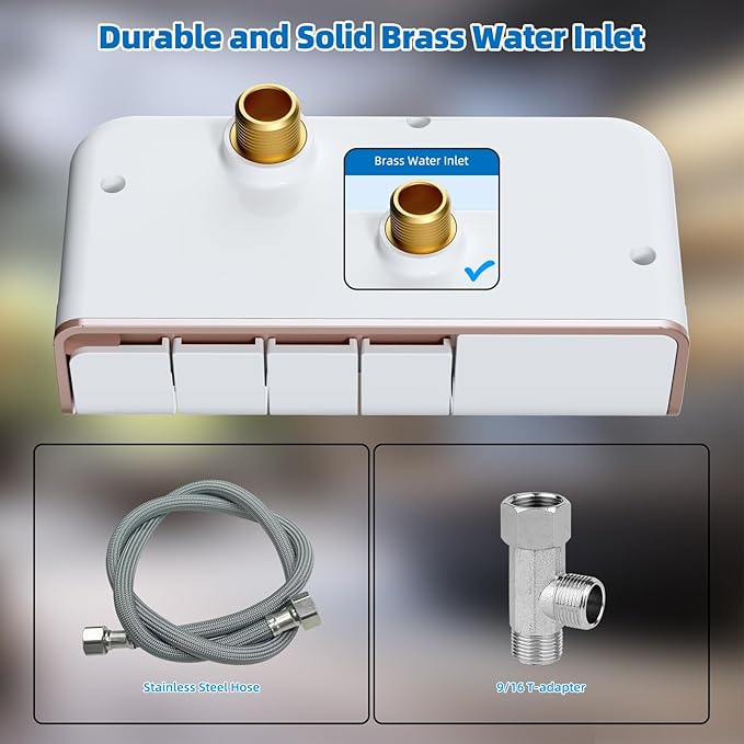 Hibbent Bidet Attachment for Toilet, Non-Electric Dual Nozzle for Frontal & Rear Wash, Adjustable Water Pressure Control, Fresh Water Bidet Toilet Seat, Self Cleaning Water Sprayer, Rose Gold