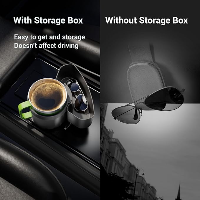 SodaRide Car Cup Holder Expander Tray with Storage Box 4 in 1 Detachable Food Table Tray Car Console Storage Organizer Road Trip Essentials Accessories Gadgets - Fits Yeti, Hydro Flask 32/40 oz