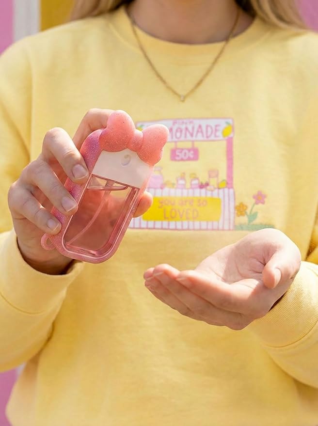Silicone Bow Case Compatible with Touchland Hand Sanitizer Spray 1 oz (30 mL), Cute Holder with Keychain Clip, Gift for Girls