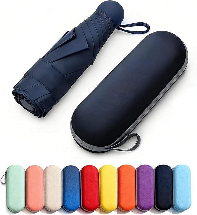 MRTLLOA Travel Essentials Mini Umbrella with Case for Purse - Small Compact & Lightweight, UV Sun Protection, Manual Open/Close for Pocket Umbrella(Women/Men/Kids)