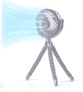 Comfort Zone Portable Stroller Fan – Rechargeable Battery Operated Clip-On Fan with 360° Flexible Tripod & LED Light – 3-Speed Cooling for Car Seats, Cribs, Treadmills & Travel – Silver