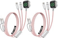 2Pack Travel Essentials for Apple Watch Charger,3 in 2 USB C Cable for Multi Charging Cable Cord,Vacation Camping RV Essentials Portable Designed for iWatch &iPhone 17-11 -4FT Pink