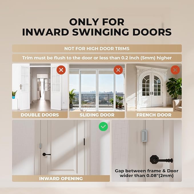 5 Pack Home Security Door Reinforcement Lock, Childproof Safety Door Lock Latch Stopper, Removable Screw-Mounted, Prevent Home Unauthorized Entry, Aluminum Construction, Withstands 800 lbs