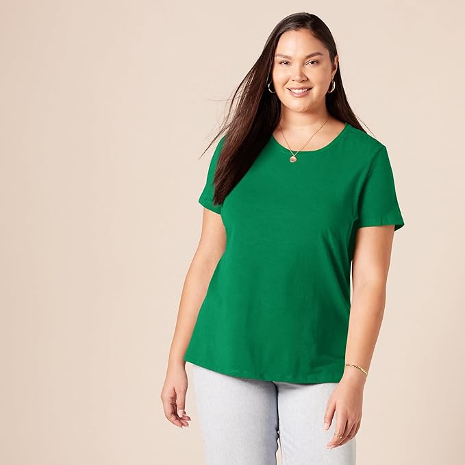 Amazon Essentials Women's Regular-Fit Short-Sleeve T-Shirt (Crewneck and V-Neck Options), Multipacks