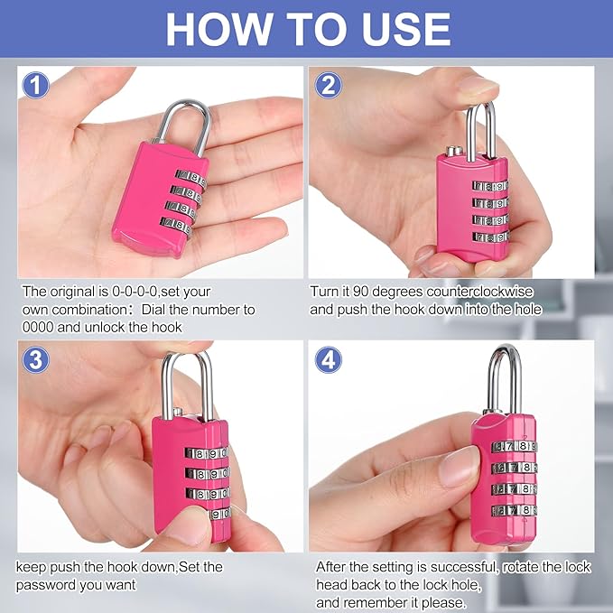 Moxweyeni 10 Pcs Digit Combinations Padlock Safe Cipher Lock Mini Combination Resettable Number for Suitcases Luggage Briefcases Computer Bags(Trendy Style,Fresh Color)