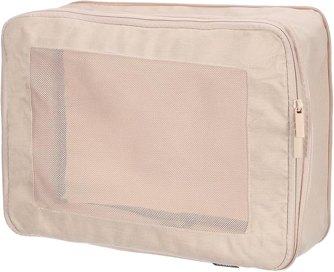 HARFINGTON Compression Packing Cube for Suitcases 34x26x13cm Lightweight Luggage Organizers Bag Travel Essentials Compression Bags for Carry on Suitcases, Beige