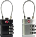 Luggage Locks TSA Approved, Small Padlock Combination with Cable, TSA Locks for Luggage, Combo Padlock with Code, for Travel Suitcase, Gym Locker, Gun Case, Backpack Zipper (Black+Silver)