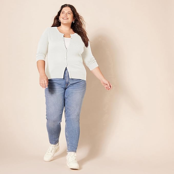 Amazon Essentials Women's Lightweight Crewneck Cardigan Sweater (Available in Plus Size)