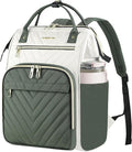 VANKEAN 17 Inch Laptop Backpack for Women Fashion Computer Work Bag, Large Capacity Waterproof Backpack, College Daypack Business Travel, Beige-Army green