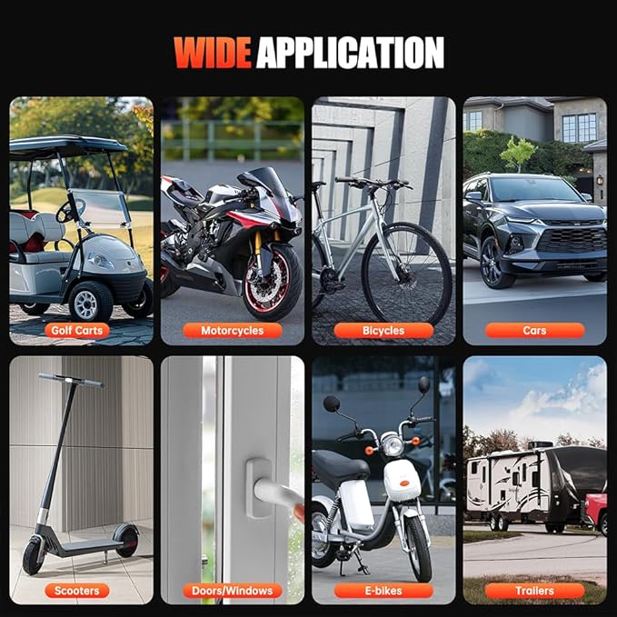 WSDCAM Upgraded Bike Alarm with Remote - 113dB Loud Anti-Theft Security Alarm, 197ft Remote Range, IP65 Waterproof, USB-C Rechargeable, Bike Horn & Locator for E-Bikes, Bicycles, Scooters, Motorcycles