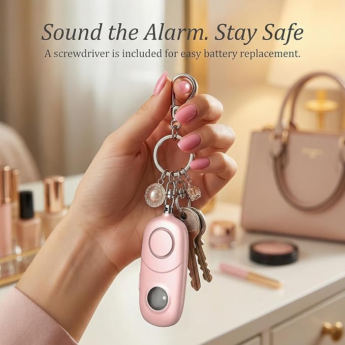Personal Alarm for Women Keychain Alarm: Qoosea 135dB Emergency Keychain Siren with Strobe Light Loud Siren for Women Kids Students Seniors Emergency Self-Defense for Night Sports