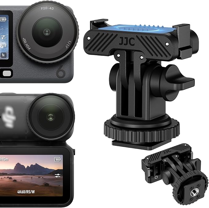 JJC Osmo Nano Action 6 Cold Shoe Adapter Mount for DJI Osmo Action 6 Accessories, 180° Angle Adjustable, Detachable Camera Monitor Mount with 1/4"-20 Screw Hole, Heavy Duty Nylon Tripod Adapter