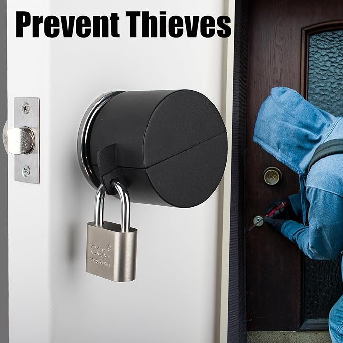 Door Knob Lockout Device with Padlock,Cover to Disable The Doorknob, Prevents Turning of Door Knob and Access to Keyhole, Prevents Operating The Knob,Black