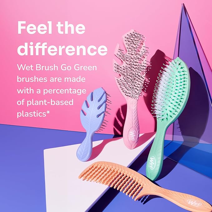 Wet Brush Go Green Mini Detangler, Purple - Detangling Travel Hair Brush - Ultra-Soft IntelliFlex Bristles Glide Through Tangles & Gently Loosens Knots While Minimizing Pain & Breakage (Pack of 2)