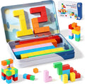 52 PCS Magnetic Blocks with Metal Box, 0.8in Mini Building Cubes Protable Travel Airplane Classroom Toys for Kids Ages 3+, STEM Educational Building Set for Toddlers Boys & Girls Birthday Gifts