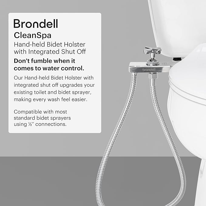Brondell Hand-Held Bidet Holster Toilet Attachment with Integrated Shut-off, Accessory for Bidet Sprayers
