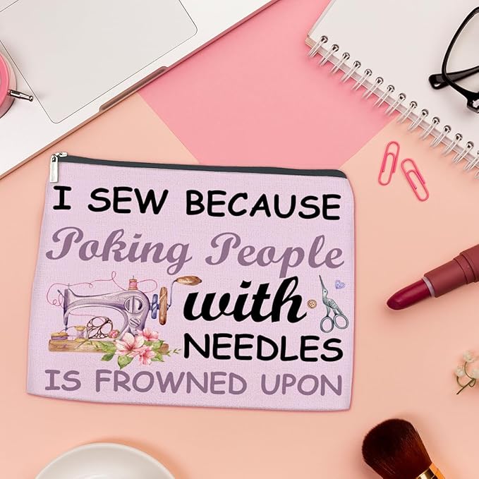 LyoGao Crochet Gifts Makeup Bag, Sewing Gifts for Crochet Lovers Women Mom Grandma Crocheting Accessories Bag