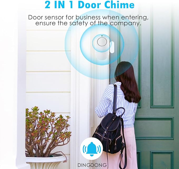Door Window Alarm, Toeeson 120 DB Window Chime Alarms for Home, White Door Alarms for Kids Safety