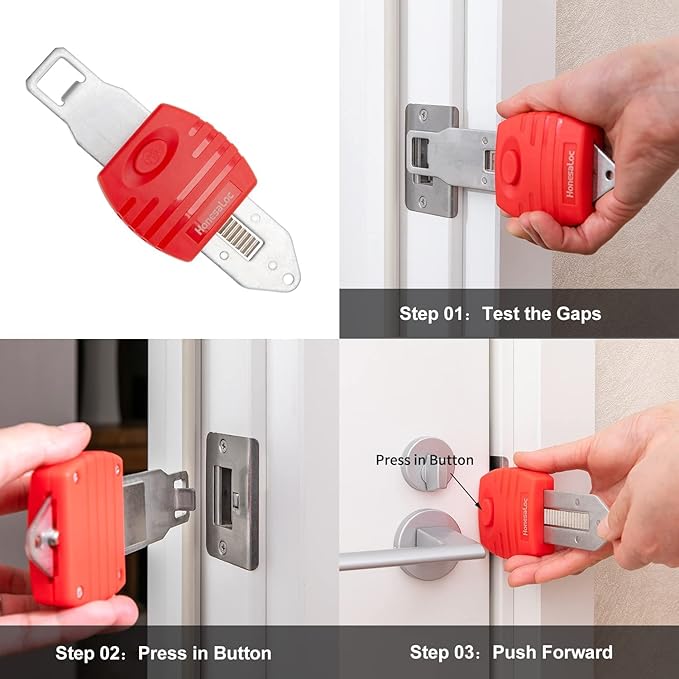Portable Door Lock, Anti-Theft Lock, Travel Door Lock for Additional Privacy and Safety, Home Security Door Locker for Hotel Apartment School
