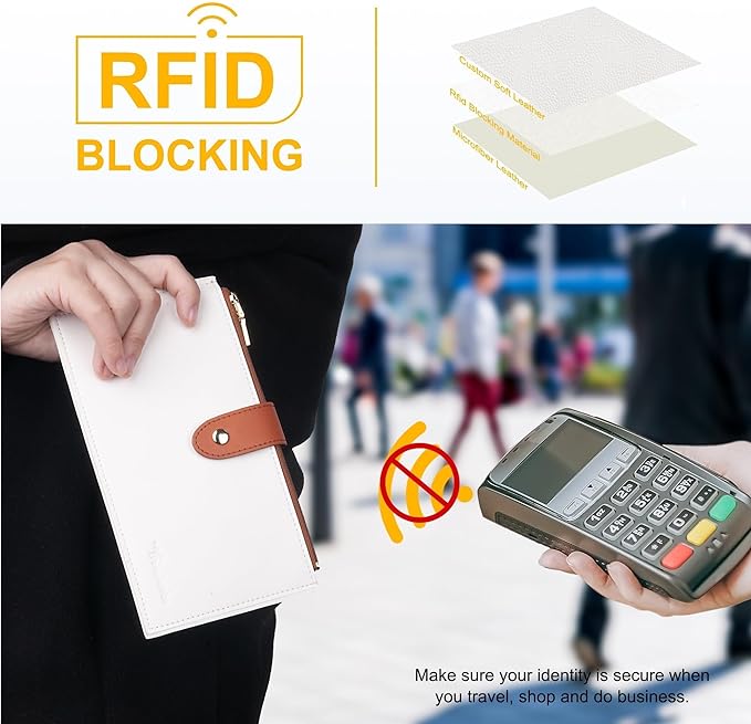 Travelambo Leather Wallets for Women Slim RFID Blocking Bifold Credit Card Holder Wallet