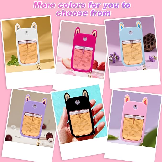 AIERSA Hand Sanitizer Spray Case Compatible with Touchland,Rabbit Ears Design Silicone Hand Sanitizer Case Holder with Keychain for Touch Land Mist Case 1FL. OZ (Blush Beige)
