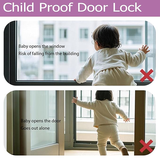 Child Proof Door Lock with Adjustable Strap, Cat Door Latch 3M Adhesive Safety Locks for Baby, Dementia & Pets, No Tools Needed 1 Pack