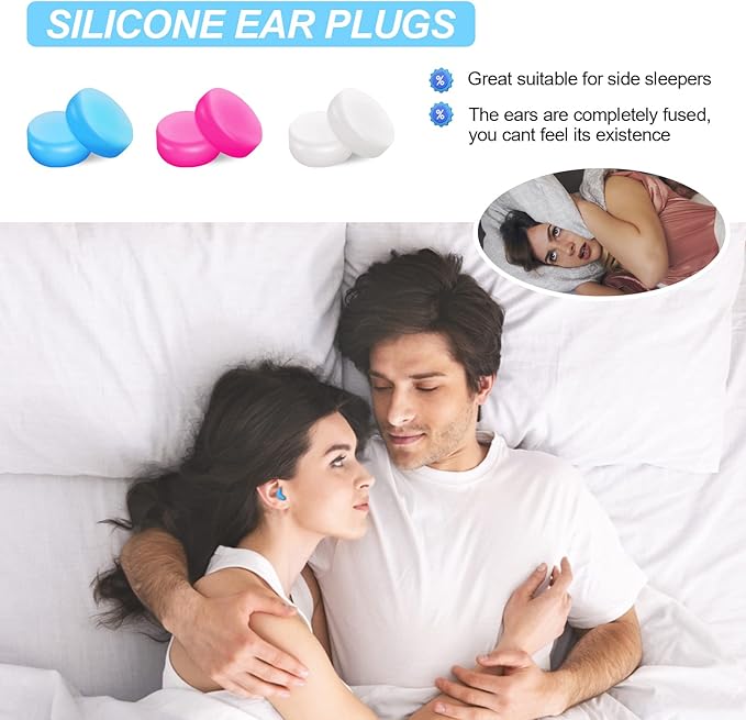 18 Pairs Noise Cancelling Ear Plugs for Sleeping, Swimming, Concerts, Snoring, Airplanes, Travel, Work, Studying - Soft, Reusable, Moldable Silicone with Case