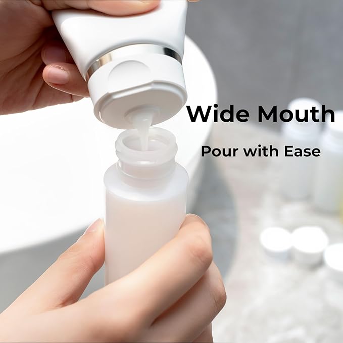 2oz TSA Approved Translucent Squeeze Bottles with Fliptop & Extra Screw Caps, Set of 4, Leak Proof, FDA Compliant. Safe for Premium Costmetic, Shampoo, Conditioner and DIY projects. (HDPE FlipTop)