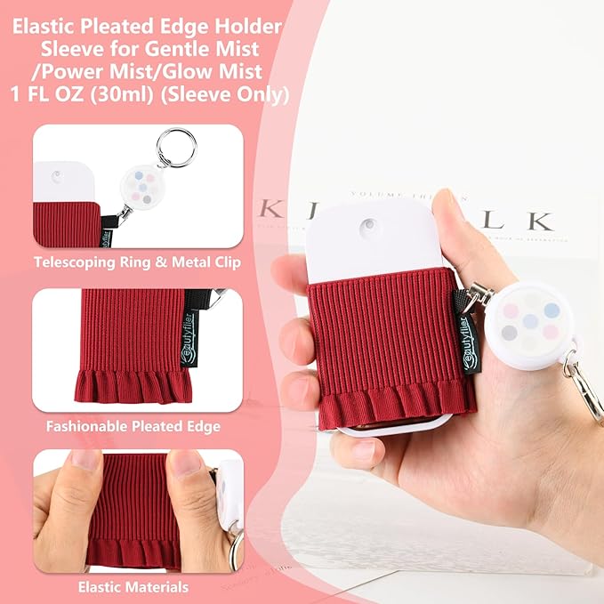 Beautyflier 4pcs Elastic Holder Sleeve for Touchland Power Mist Hand Sanitizer Spray, Cute Hand Sanitizer Holder for Gentle Mist, Glow Mist and Power Mist 1FL OZ, Best Gift for All Ages