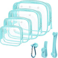 4 Pack Clear Toiletry Bags, Portable Travel Makeup Pouch with Zipper, TSA Approved Organizer, Clear Pouch Bags Compatible With Bogg Bag Divider Accessories(Blue, Pack of 8)