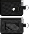 Minimalist RFID Blocking Small Wallet with ID Window,WaterResistant Zip Id Case Wallet with Lanyard Keychain for Cards,Cash,Travel,Women,Men (Black)