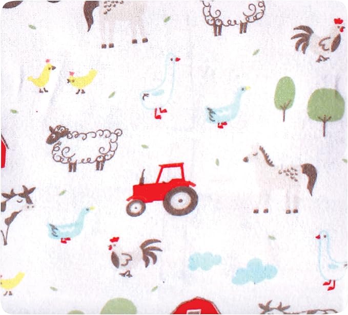 Hudson Baby Unisex Baby Cotton Flannel Receiving Blankets Bundle, Boy Farm Animals, One Size
