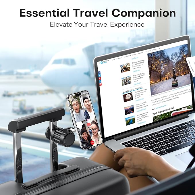 OMOTON 360°Rotating Magnetic Airplane Phone Holder Mount, for Magsafe Airplane Travel Essentials Accessories, Adjustable Foldable Universal Handsfree Phone Stand for iPhone 17 16 15 14 Pro Max Air