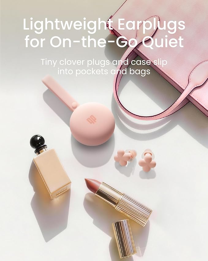 Bloom Ear Plugs for Small Ear Canals – Ultra-Comfy Patented Qufits Tips, Noise Cancelling, Reusable Silicone Earplugs for Sleeping, Study, Travel – Stylish Feminine Design (Blush)
