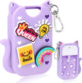 Mity rain Hand Sanitizer Spray Case Compatible With Touchland, Cute Silicone Hand Sanitizer Holder Keychain with 4 Charms, Portable Refillable Sanitizer Accessory, Gift For Women And Teens(Purple)
