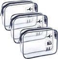 TSA Approved Toiletry Bag 3Pcs - 3 Pack Clear Travel Bags for Toiletries, Carry on Airport Airline Compliant Bag,Makeup Bags Clear Toiletry bags Quart Size Travel Bag,Black
