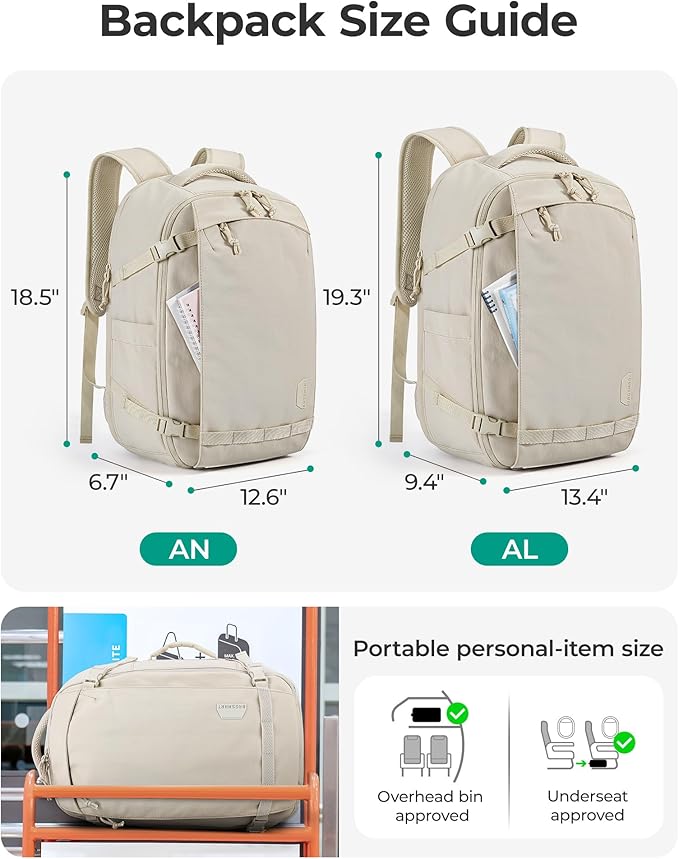 BAGSMART Travel Backpack Women, 15.6 Inch Carry On Backpack Flight Approved, TSA Approved Personal Item Travel Bag, Water Resistant Weekender Bag Luggage Daypack, Pistachio