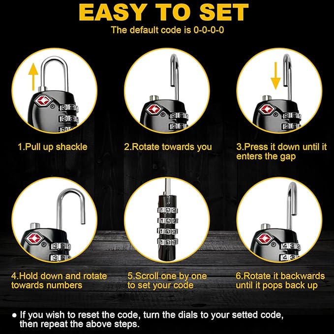 2 Pack TSA Approved Gun Case Locks for Pistol Cases, 4 Digits Travel Locks Combo Padlocks for Small Hard Cases, Carrying Cases, Combination TSA Locks for Gym Lockers, Luggage, Cabinets, Backpacks
