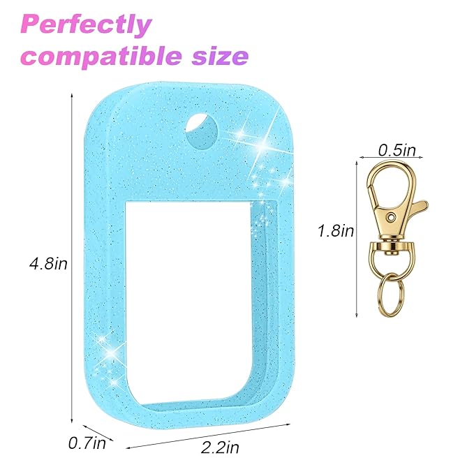 AIERSA Hand Sanitizer Spray Glitter Case Compatible with Touchland, Silicone Hand Sanitizer Case Holder with Keychain for Touch Land Mist 1FL. OZ(Glitter Sequin Blue)