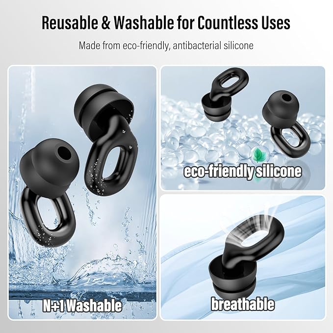 Ear Plugs for Sleeping Noise Cancelling, 35dB Noise Reduction Earplugs Reusable Soft Silicone, 14 Eartips ＆ Carry Case, Replaceable Single/Double Earpieces for Sleep, Focus, Events, Noise Sensitivity