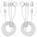 2Pack Travel Essentials,3 in 2 USB C Cable for Apple Watch Charger,iPhone Charger,Multi Charging Cable,Cruise Vacation Camping,Portable for iWatch Series 11-2/Ultra/SE & iPhone 17-12,Car,White