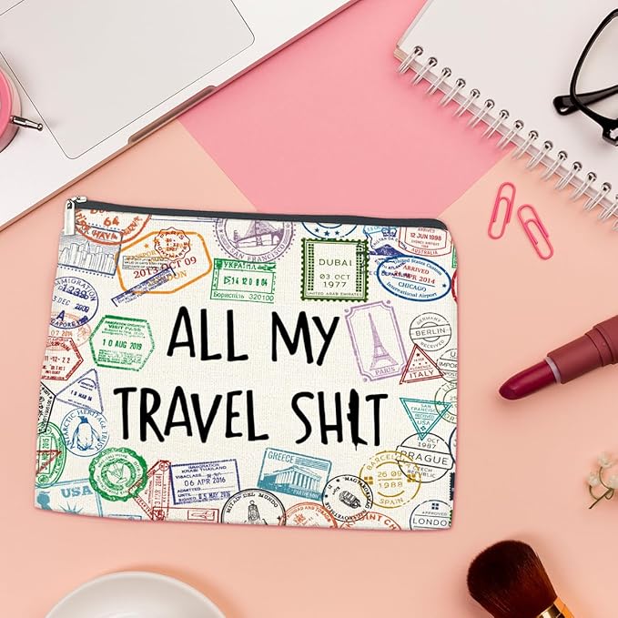 LyoGao Funny Travel Gifts for Women Makeup Bag, Travel Essentials Cosmetic Bag Toiletry Bags Gift for Travelers Girls Trip