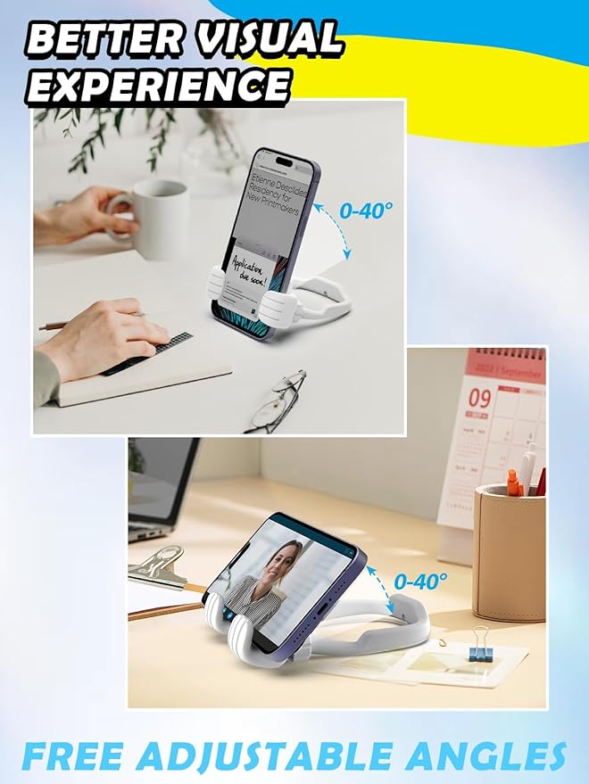 Easter Basket Stuffers for Teens Boys Girls Adults Cell Phone Stand Patented 2 Pack White Thumbs Up Lazy Phone Holder Cell phone Stand for Desk Fun Easter Gifts for Kids Men Women Wife Birthday