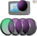 NEEWER Snap On ND Filter Set Compatible with DJI Osmo Action 5 Pro/4/3, 4 Pack ND8+ND16+ND32+CPL Action Camera Accessories Directly Mount on Original Glass Lens Cover, Not for Osmo Nano, FL-A76
